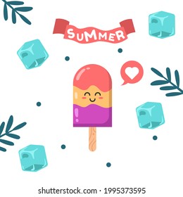 Cute colorful ice cream in summer. Perfect for stickers, banners, advertisements, promotions and more.