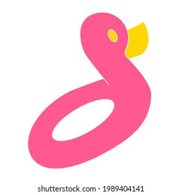 Cute and colorful inflatable duck water tube vector illustration on a white background. Royalty-free.