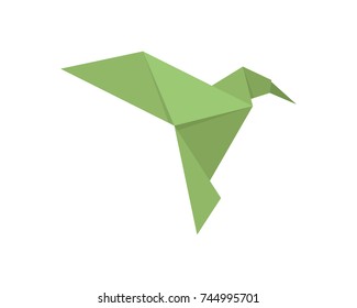 Cute Colorful Japanese Origami Paper Art Bird Illustration