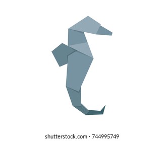 Cute Colorful Japanese Origami Paper Art Seahorse Illustration