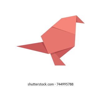 Cute Colorful Japanese Origami Paper Art Bird Illustration