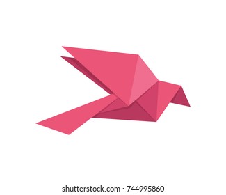 Cute Colorful Japanese Origami Paper Art Bird Illustration