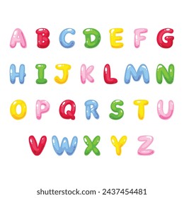 Cute colorful jelly alphabet isolated clipart