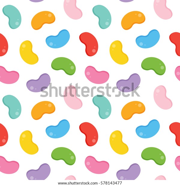 シームレスなパターンの背景にカラフルなかわいいゼリー豆のお菓子 のベクター画像素材 ロイヤリティフリー