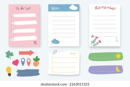 Cute colorful  journal and planner design vector illustration