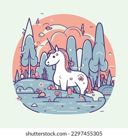 cute and colorful kawaii unicorn illustration perfect for any fun and whimsical design project