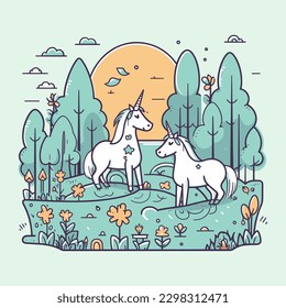 cute and colorful kawaii unicorn illustration perfect for any fun and whimsical design project