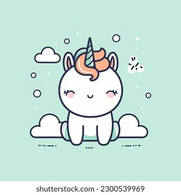 cute and colorful kawaii unicorn illustration perfect for any fun and whimsical design project
