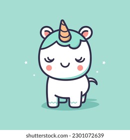 cute and colorful kawaii unicorn illustration perfect for any fun and whimsical design project
