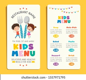 Cute Colorful Kids Meal Menu Template