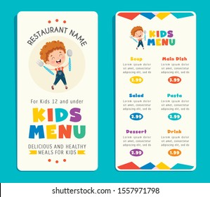 Cute Colorful Kids Meal Menu Template