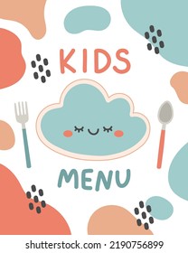 Cute Colorful Kids Meal Menu Design Vector