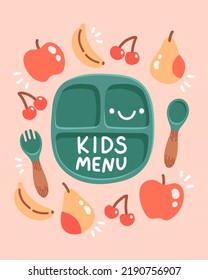 Cute Colorful Kids Meal Menu Design Vector