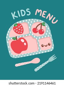 Cute Colorful Kids Meal Menu Design Vector