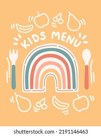 Cute Colorful Kids Meal Menu Design Vector