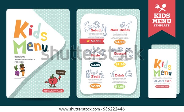 Cute Colorful Kids Meal Menu Vector Stock Vector (Royalty Free) 636222446