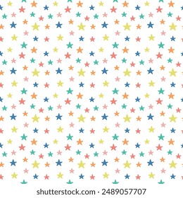 Cute Colorful Kids Stars Seamless Pattern, Nursery Digital Paper, hand-drawn doodle children vector wallpaper backdrop, cute stars wrapping paper 