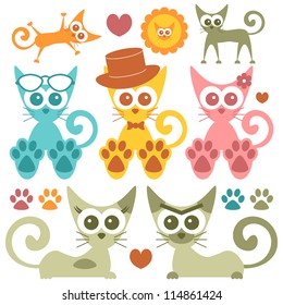 Cute colorful kittens set