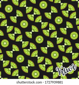 Cute and colorful kiwi pattern. A seamless vector background. This is a simple vector illustration with harmonious blend of retro and modern styles. Eps10 vector.
