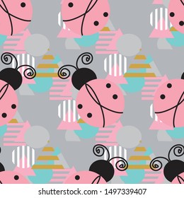 Cute and colorful ladybug seamless pattern Illustration. Can use for print, template, fabric, presentation, textile, banner, poster, wallpaper