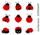 Cute colorful ladybugs clip art collection isolated on white background