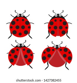 Cute colorful ladybugs clip art collection isolated on white background