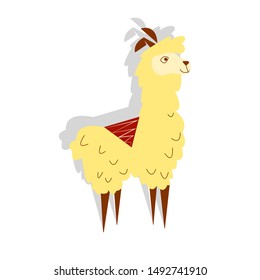 Cute colorful lama vector set. Perfect for kids fabric, textile, nursery wallpaper. Illustration made in pastel colors