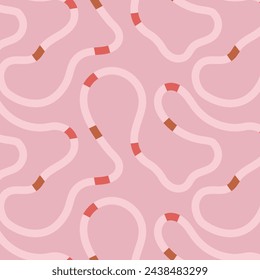 Cute colorful line doodle seamless pattern with squiggles. Creative minimalist style art background for children or trendy design with basic shapes. Simple party confetti texture