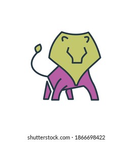 Cute colorful lion. Leo zodiac sign. Illustration of an astrology sign. Vector flat design cartoon icon