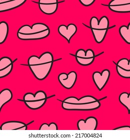 Cute colorful lips seamless pattern. Simple background with lips for decoration.
