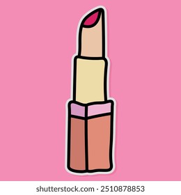  Ilustração de batom colorido bonito no fundo rosa para beleza e design de moda