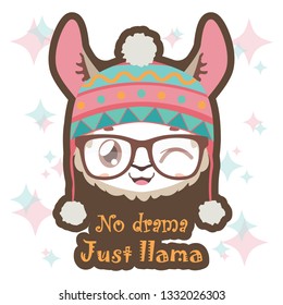 Cute colorful llama graphic