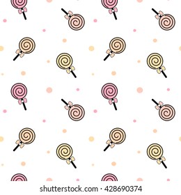 cute colorful lollipop seamless vector pattern background illustration
