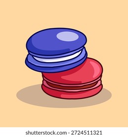 Ilustración vectorial colorida linda del macaron con el estilo dulce del postre para la panadería, el café, la marca de la comida, y el diseño de empaquetado