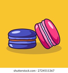Ilustración vectorial colorida linda del macaron con el estilo dulce del postre para la panadería, el café, la marca de la comida, y el diseño de empaquetado