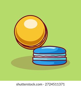 Ilustración vectorial colorida linda del macaron con el estilo dulce del postre para la panadería, el café, la marca de la comida, y el diseño de empaquetado