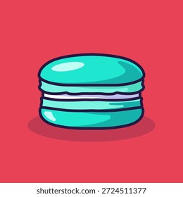 Ilustración vectorial colorida linda del macaron con el estilo dulce del postre para la panadería, el café, la marca de la comida, y el diseño de empaquetado