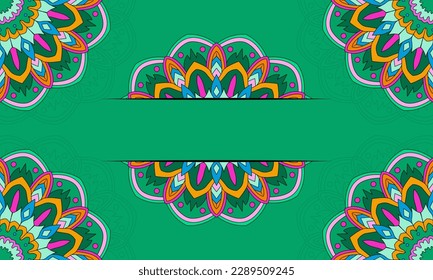 Farbiger Mandala-Hintergrund mit negativem Raumrahmen