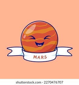 	
Cute colorful Mars planet logo illustration