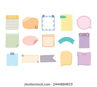 cute and colorful memo and note paper set illustration