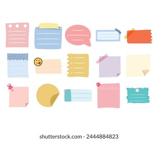 cute and colorful memo and note paper set illustration