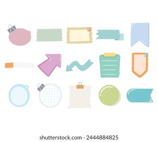 cute and colorful memo and note paper set illustration