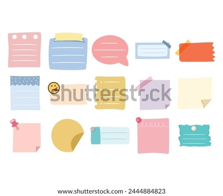 cute and colorful memo and note paper set illustration
