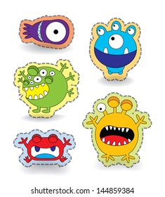 Cute Colorful Monster Collection Set, vector illustration