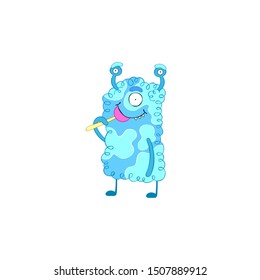 Cute colorful monster. Isolated vector object on white background. Cartoon character.