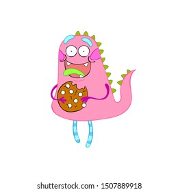 Cute colorful monster. Isolated vector object on white background. Cartoon character.