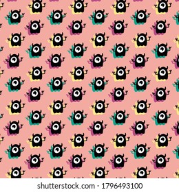cute colorful monster pattern background template vector