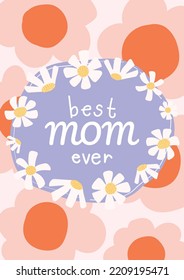 cute colorful mother's day card design vector