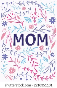 cute colorful mother's day card design vector