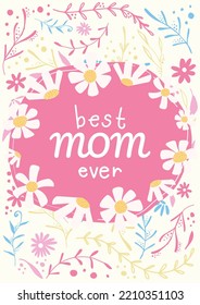 cute colorful mother's day card design vector